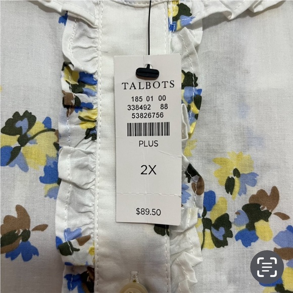 Talbots Plus Size Blue/Yellow Floral Blouse Size 2X NWT - Picture 6 of 12